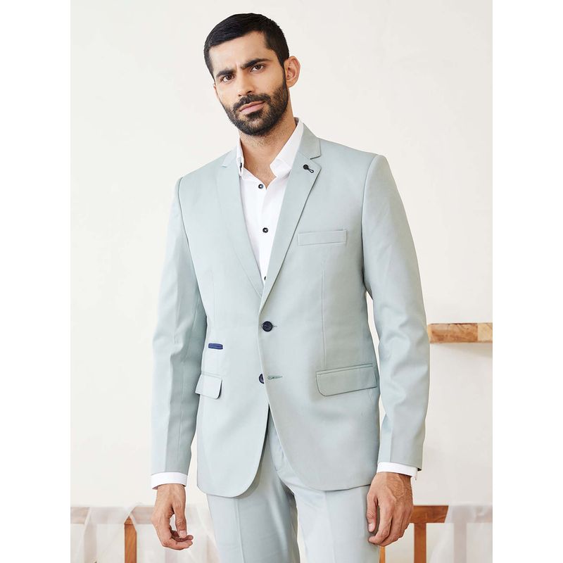 MR BUTTON Tailored Fit Green Single Breasted Blazer (S)