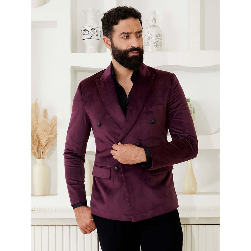 MR BUTTON Purple Tailored Fit Double Breasted Blazer (S)