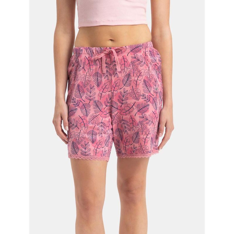 Jockey RX10 Women Micro Modal Cotton Printed Shorts - Cashmere Rose (S)