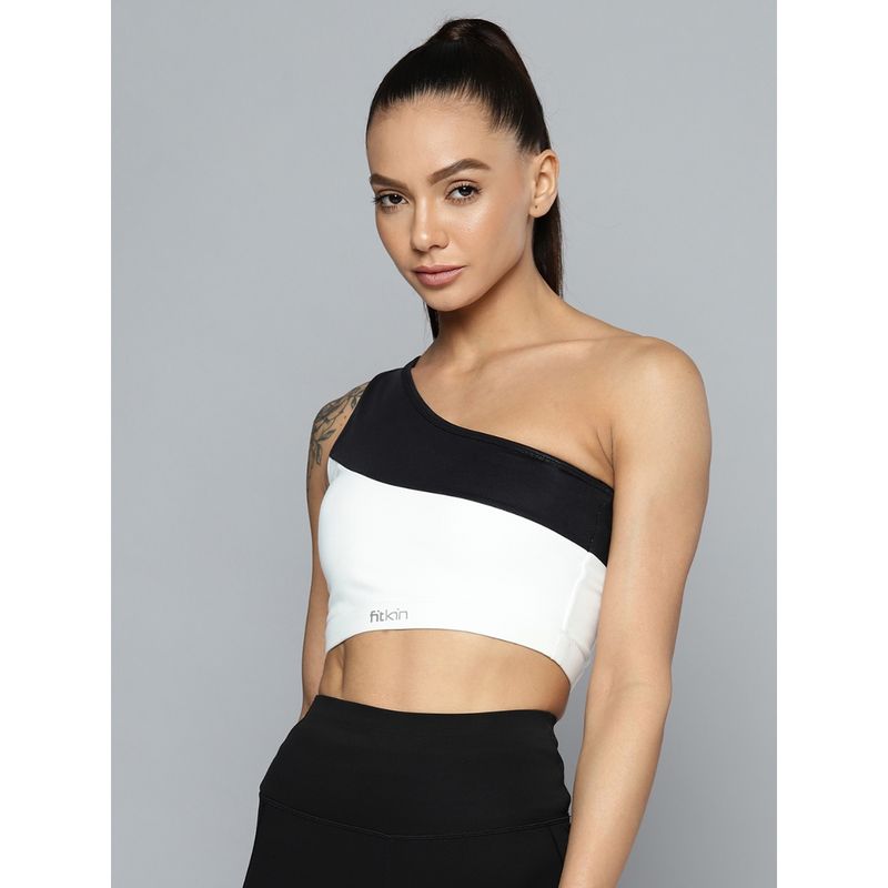Fitkin One Shoulder Running Workout Yoga Sports Bra (L)