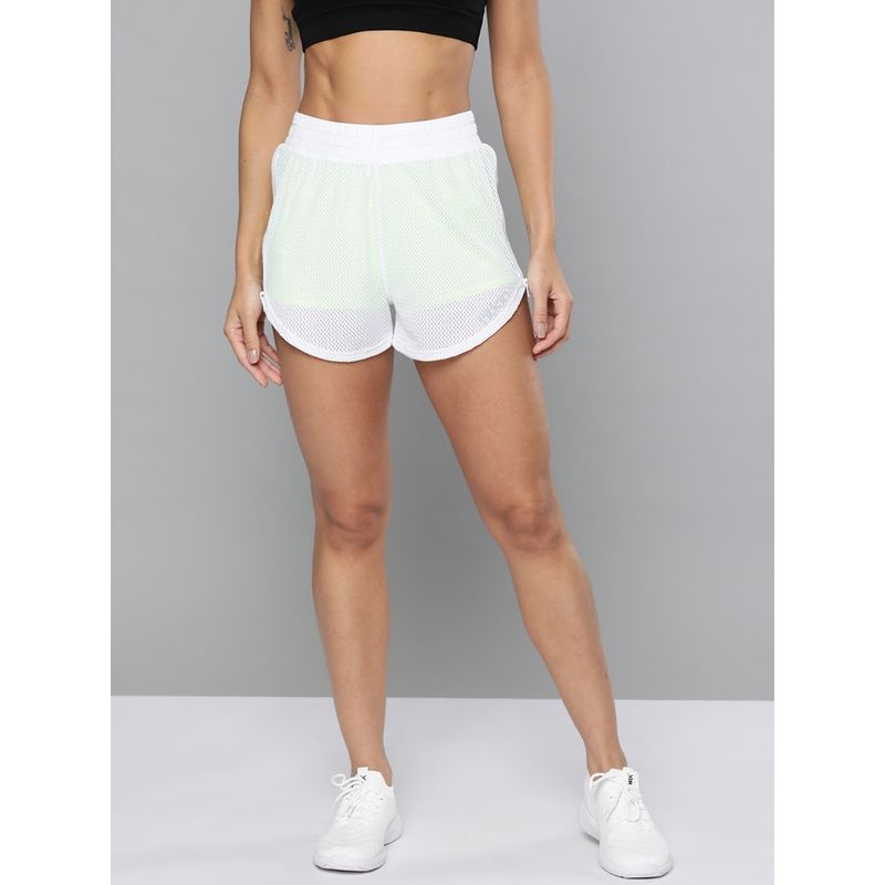 Fitkin Women Double Laye Mesh Shorts White (S)