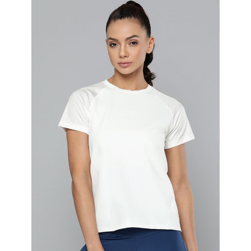 Fitkin Womens White Short Sleeve Zigzag Detail T-Shirt (XL)