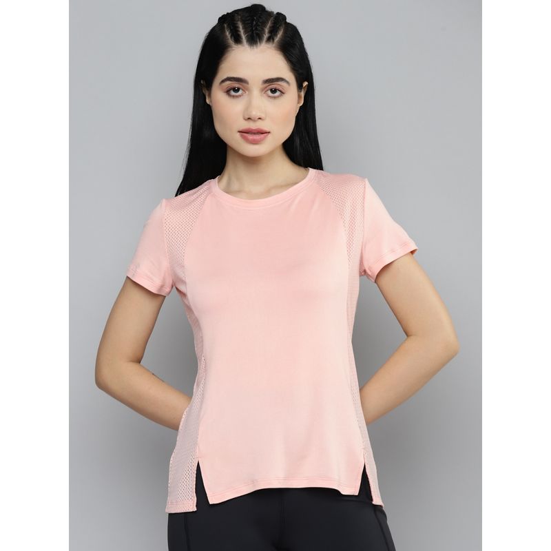Fitkin Womens Pink Side Mesh Panel T-Shirt (S)