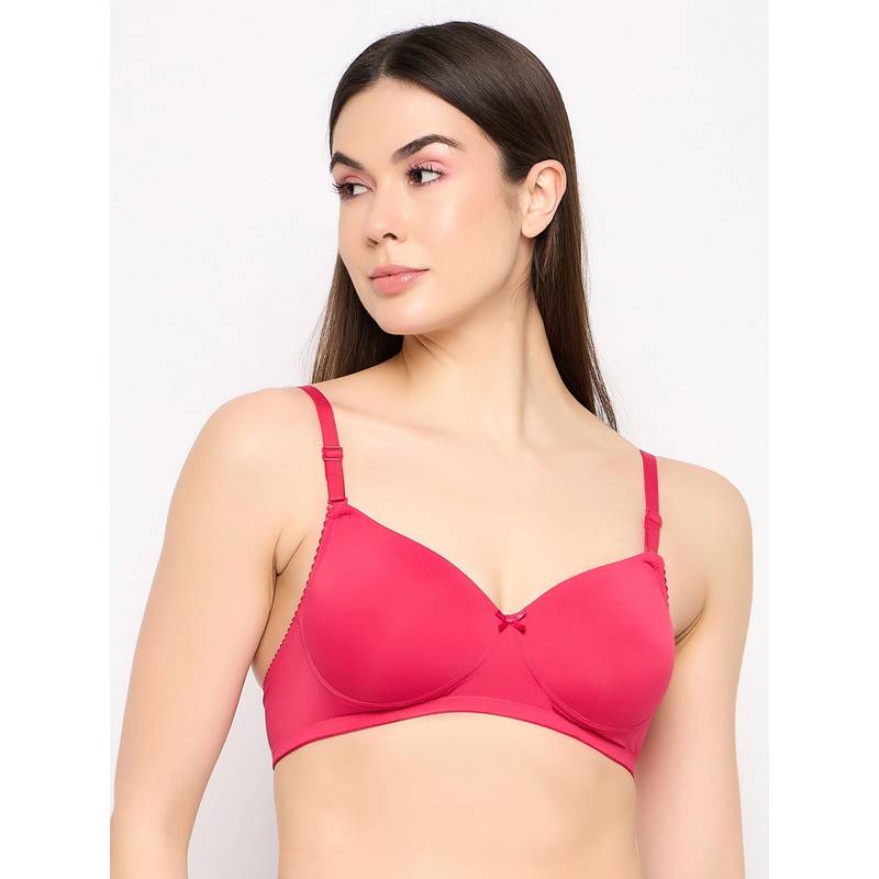 Clovia Polyamide Solid Padded Full Cup Wire Free T-Shirt Bra - Pink (32B)