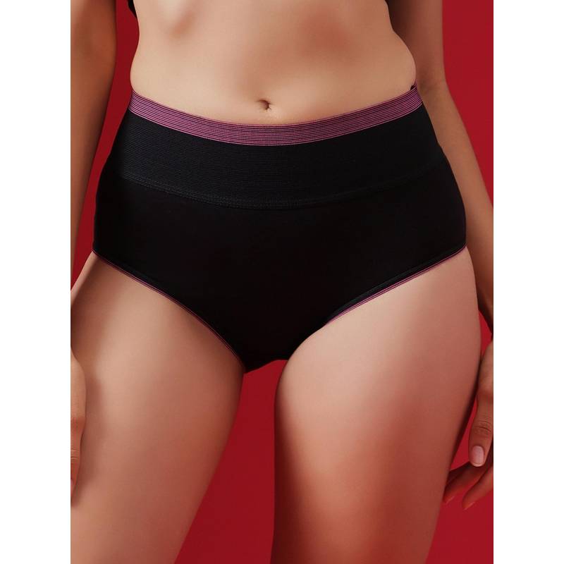 Clovia Womens Black High Waist Hipster Tummy Tucker Panty (M)