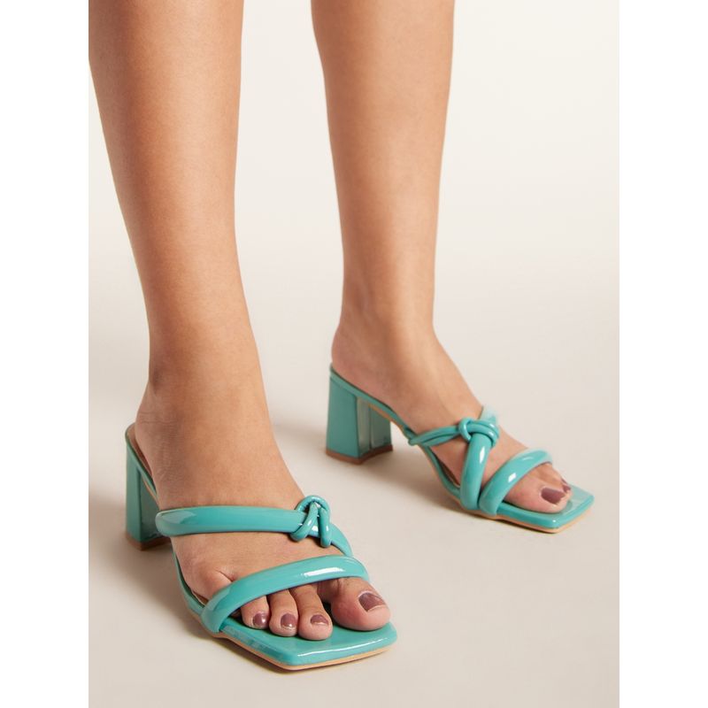 Twenty Dresses by Nykaa Fashion Blue Square Toe Weave Straps Block Heels (EURO 37)