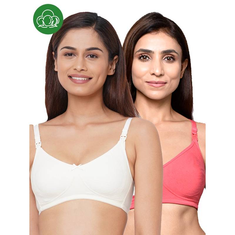 Inner Sense Organic Cotton Antimicrobial Women Feeding Bra Multi-Color (Set of 2) (34B)