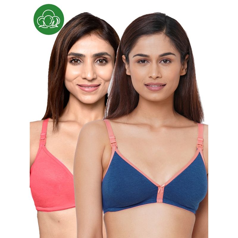 Inner Sense Organic Cotton Antimicrobial Women Feeding Bra Multi-Color (Set of 2) (34C)