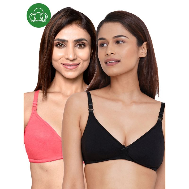 Inner Sense Organic Cotton Antimicrobial Women Feeding Bra Multi-Color (Set of 2) (34B)