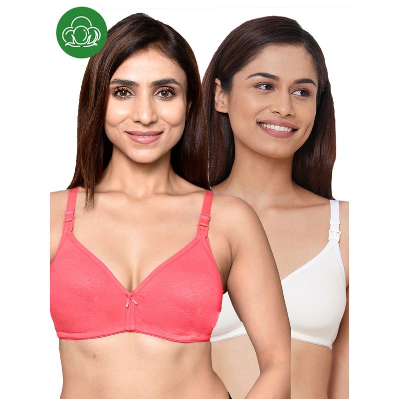Inner Sense Organic Cotton Antimicrobial Women Feeding Bra Multi-Color (Set of 2) (34C)