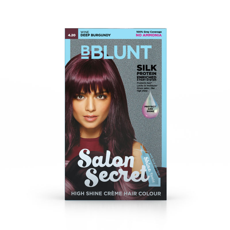 BBLUNT Salon Secret High Shine Creme Hair Colour Wine Deep Burgundy 4,20, No Ammonia