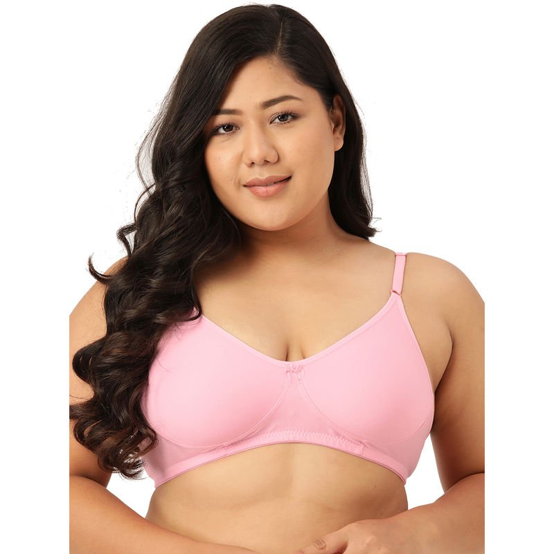 Leading Lady Woman Everyday Cotton Non Padded Pink Full Coverage Bra (38B)
