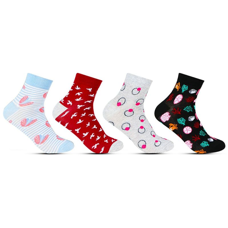 Buy Bonjour Womens Cotton Designer SocksPack Of 4 Online