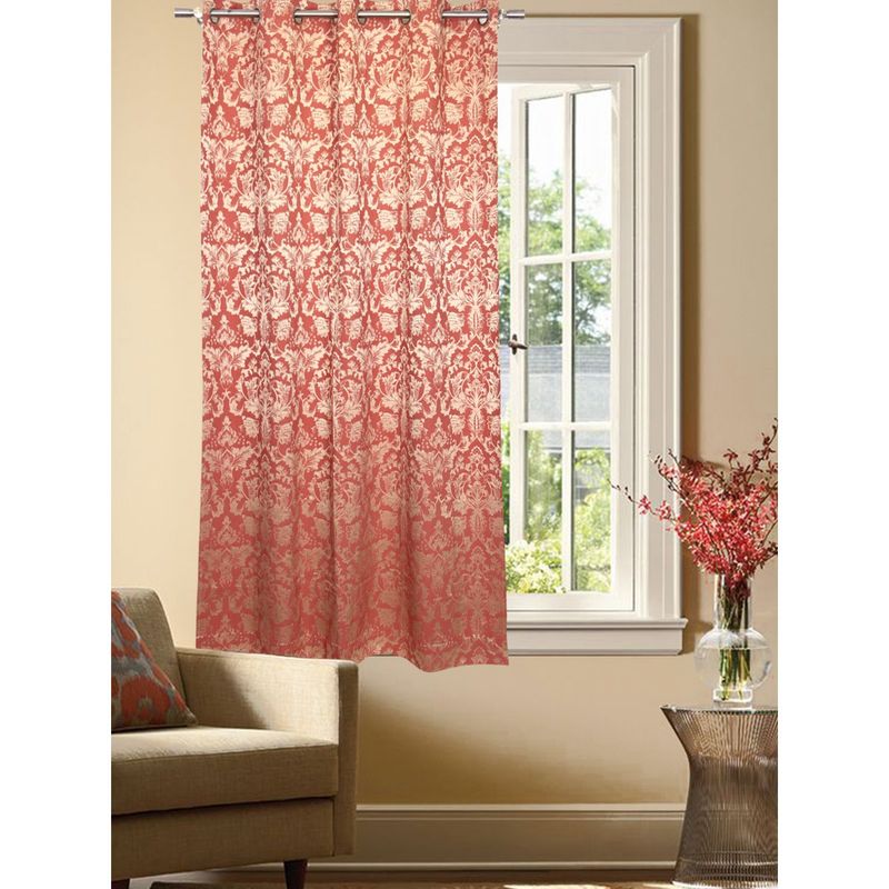 Sivya by Home Cotton Jacquard Self Design 5 Feet Window Red Curtain
