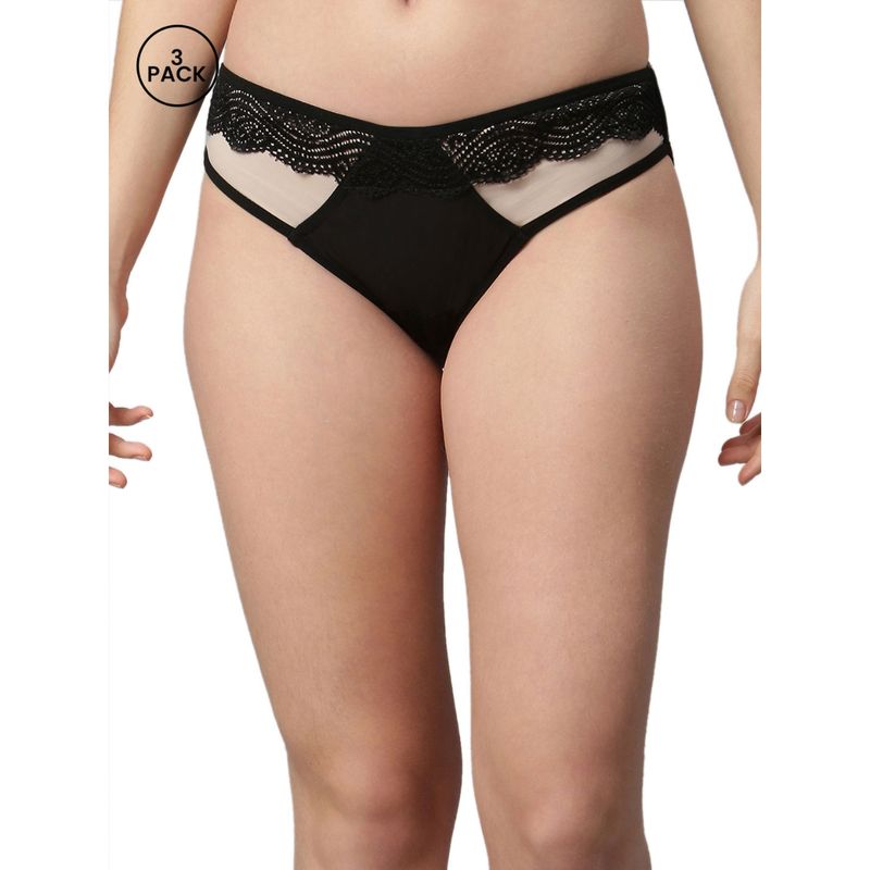 Cukoo Pack of 3 Everday Black Panty (XL)