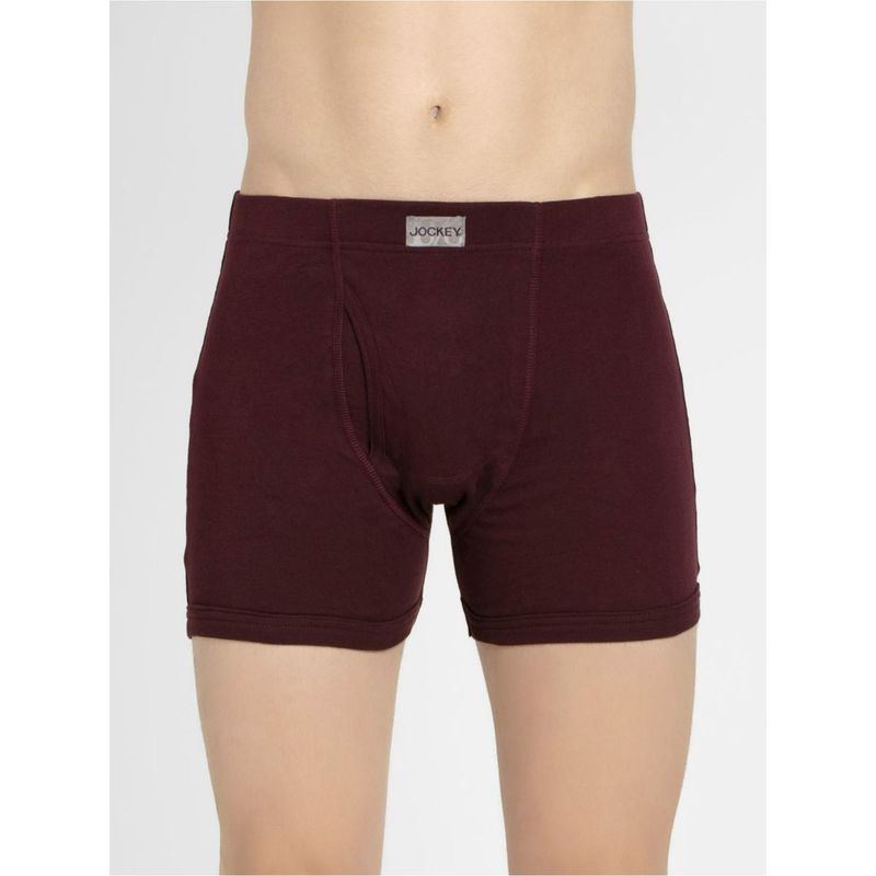 Jockey 8008 Men Cotton Solid Boxer Brief - Wine Tasting (XL)