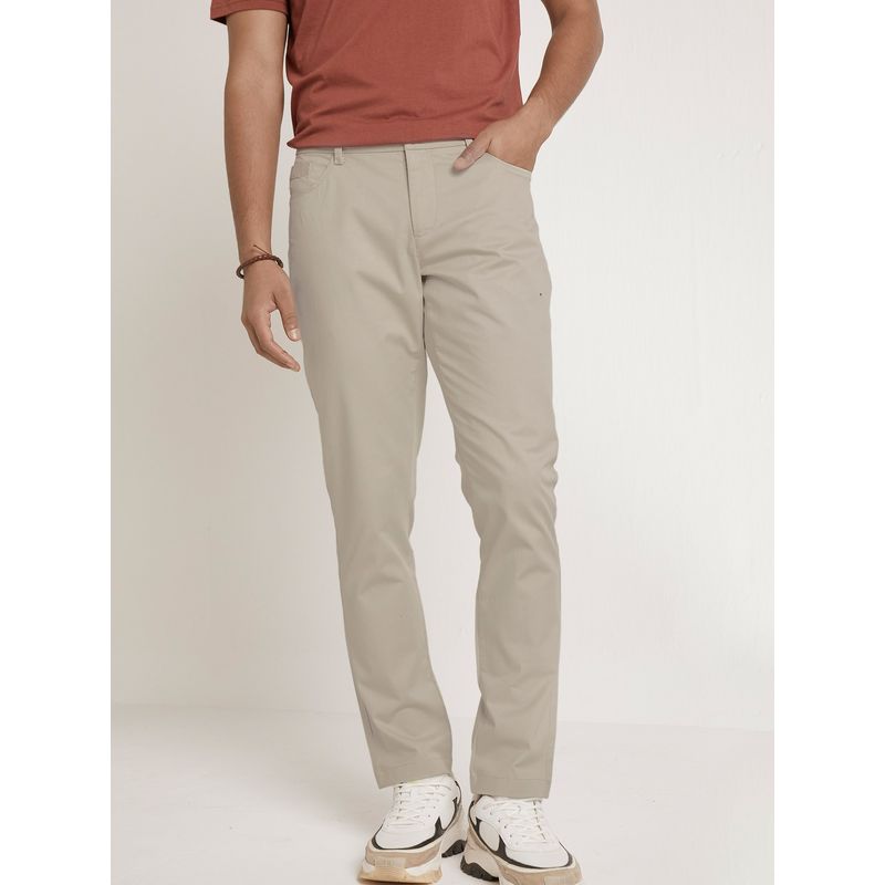 Andamen Mens Grey Mid Waist Regular Fit Chinos (36)