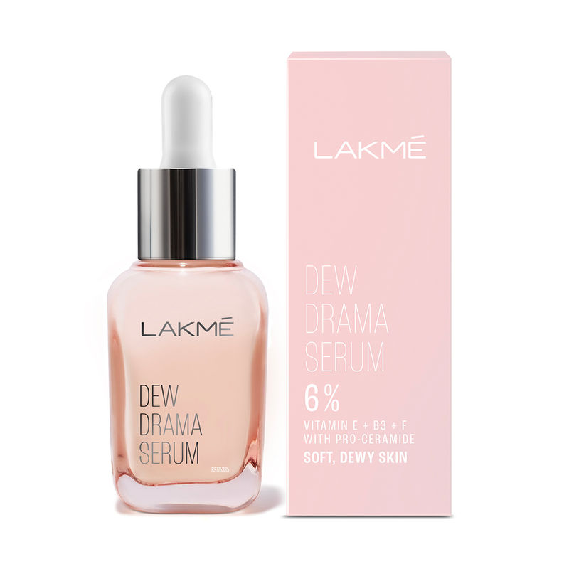 Lakme 6% Vit B3 E F & Pro-Ceramides Dew Drama Serum for Improved Skin Barrier & Dewy Radiant Skin