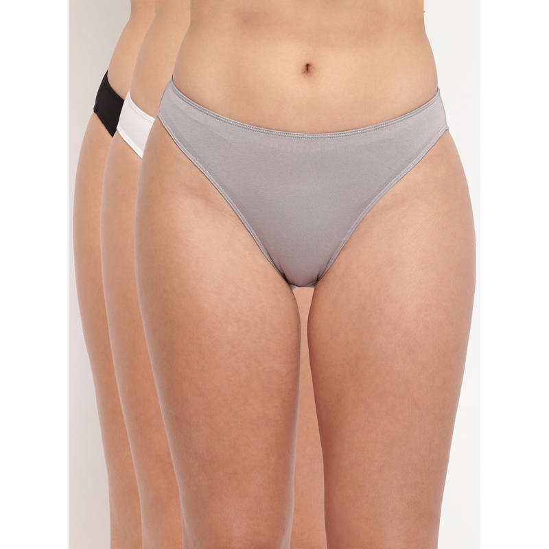 BASIICS by La Intimo Glamo Rise High Leg Brief (Pack Of 3) - Multi-Color (S)