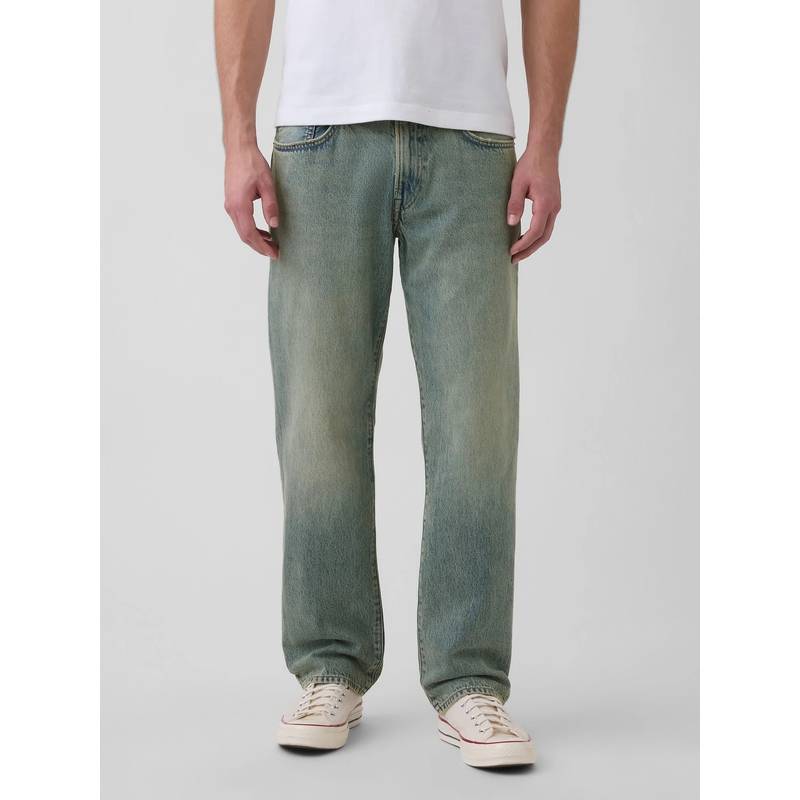 GAP Men Blue Cotton Solid Straight Jeans (34)