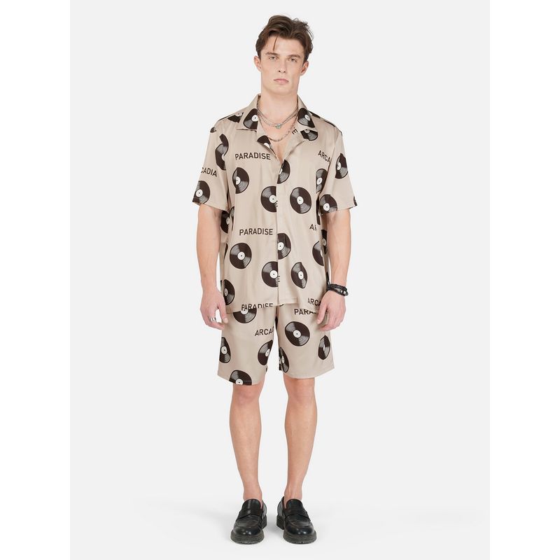 CLUBHAVANA Brown Arcadia Paradise Premium Soft Satin Co-Ord Set (3XL)