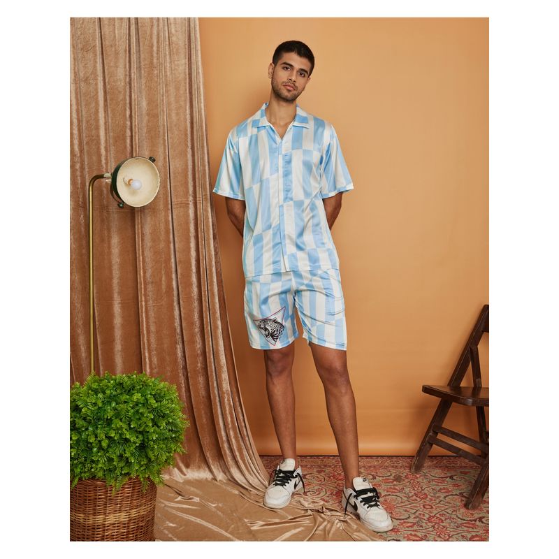 CLUBHAVANA Blue Wild and Free Premium Soft Satin Co-Ord Set (S)