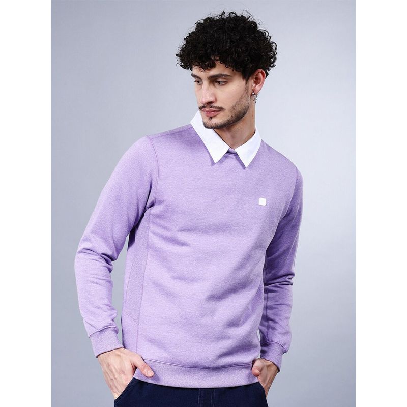 The Indian Garage Co Men Purple Regular Fit Solid Full Sleeves Overhead Sweatshirt (L)