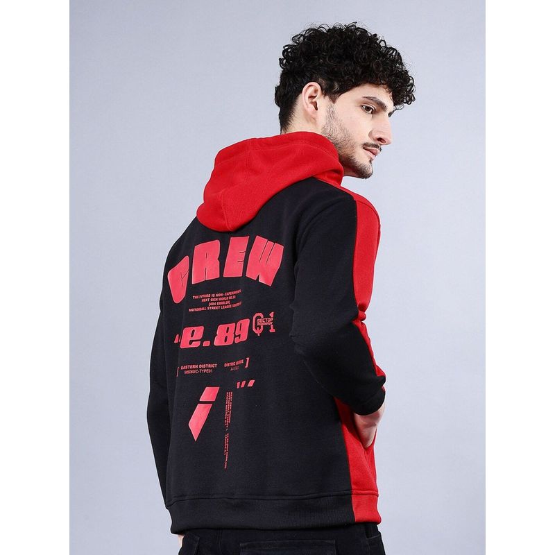 The Indian Garage Co Men Relaxed Fit Colorblock Hooded Full Sleeves Hoodies (M)