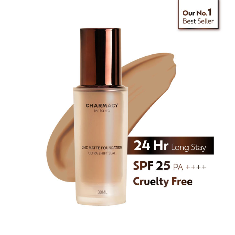 Charmacy Milano Matte Foundation - 09 - 24Hr, SPF25, Waterproof, Full Coverage, Lightweight, HD Finish