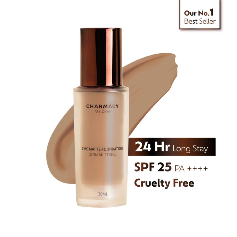 Charmacy Milano Matte Foundation - 11 - 24Hr, SPF25, Waterproof, Full Coverage, Lightweight, HD Finish