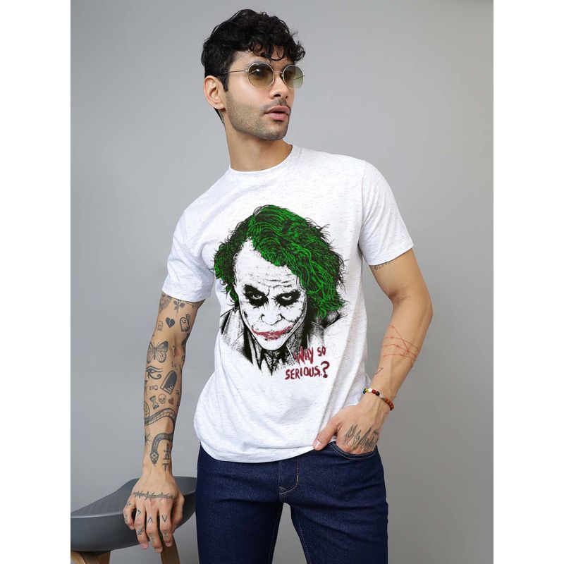Free Authority Official Joker Regular Fit Round Neck White Tshirt For Young Men (XL)