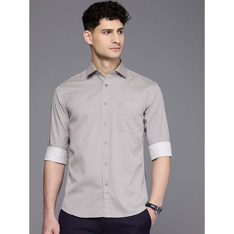 Kenneth Cole Men Peach Printed Casual Shirt (M)