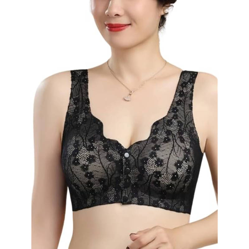 BRACHY Black Non-Wired Maternity Nursing Feeding Bra for Women (36)