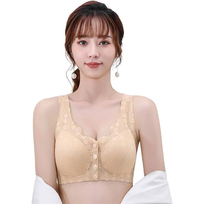 BRACHY Beige Non-Wired Maternity Nursing Feeding Bra for Women (36)