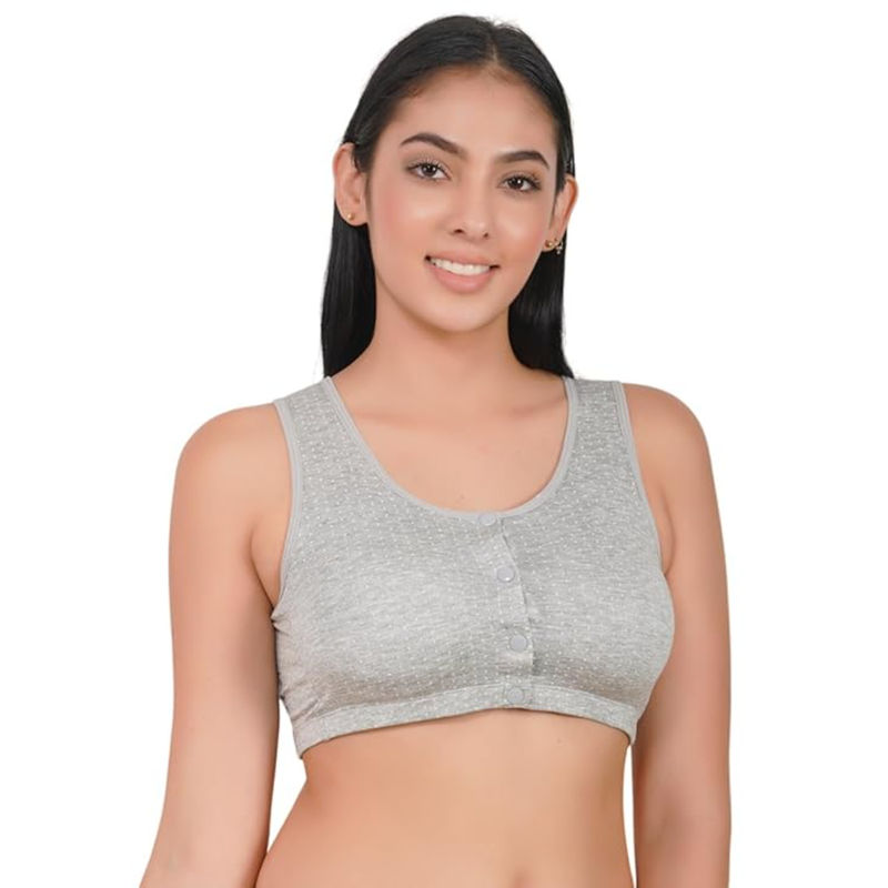 BRACHY Grey Lightly Padded Plus Size Front Open Maternity Bra (40)