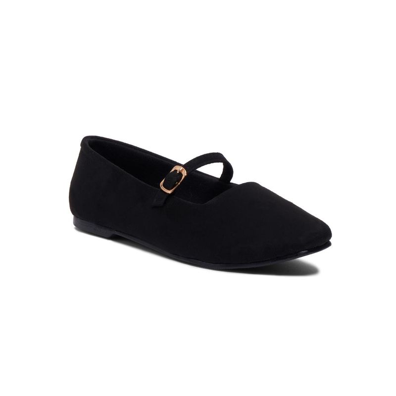 Eridani Betty Black Solid Buckle Ballerinas (UK 2)