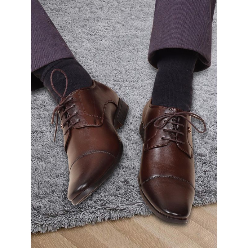 Carlton London Men Brown Classic Cap-Toe Derby Shoes (EURO 43)