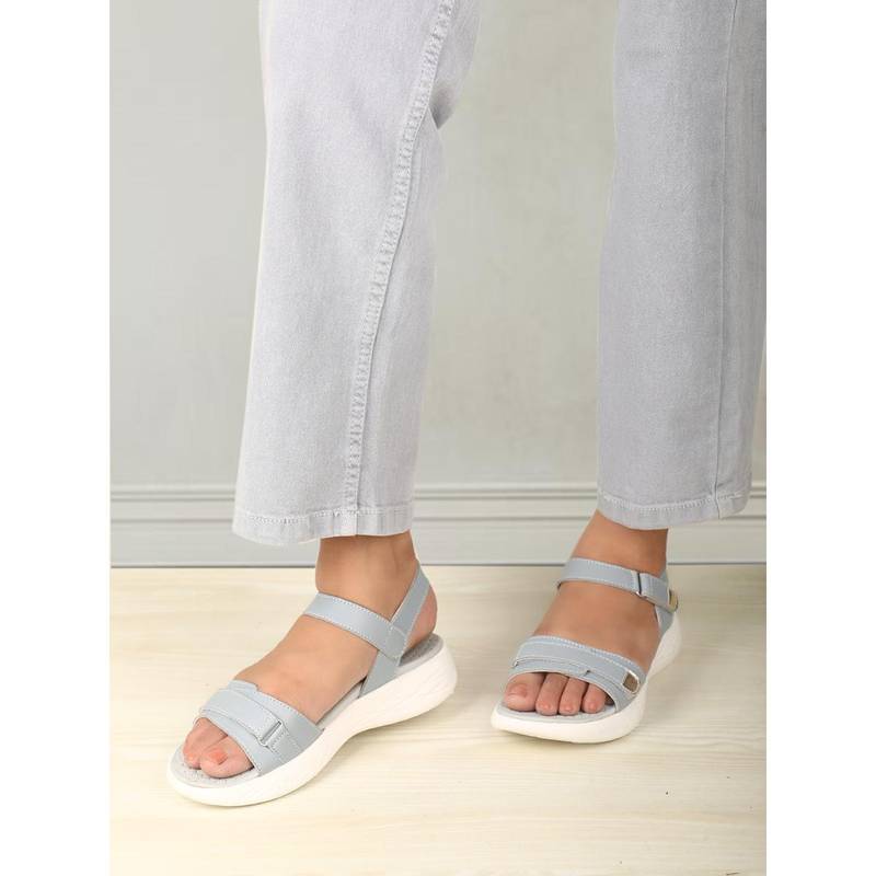 ELLE Women Blue Adjustable Strap Supportive Sandals (EURO 36)