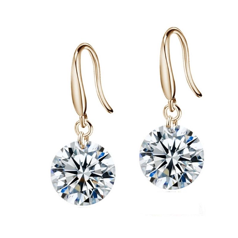 OOMPH Jewellery 18K Gold Plated Solitaire Cubic Zirconia Delicate Drop Earrings For Women & Girls