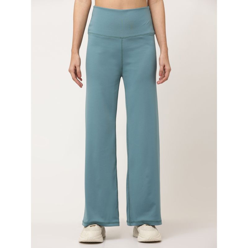 EVERDION Blue Wide High Rise Full Length Yoga Pants (L)