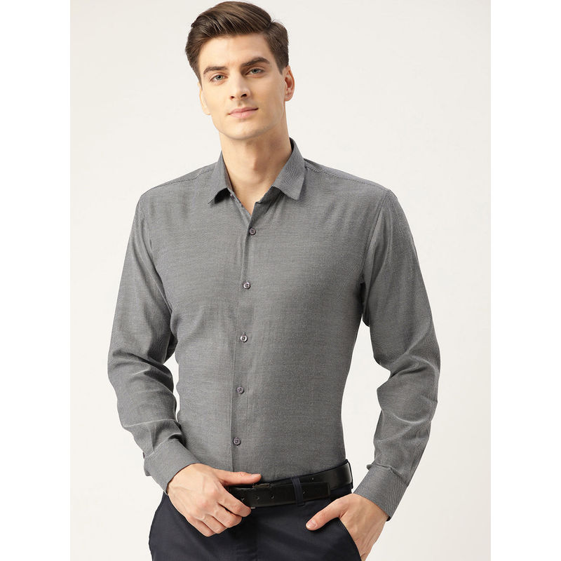 SOJANYA Men Cotton Charcoal Grey Self Design Classic Formal Shirt (38)
