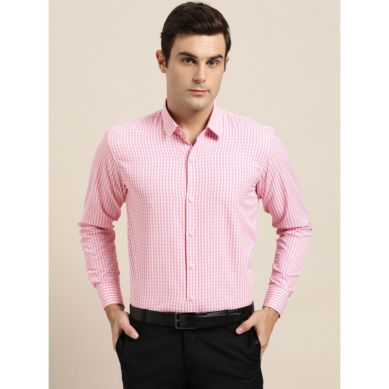 Men's 100% Cotton Checkered Formal Shirt - Rust & White, Size 40, Full Sleeves - View #12