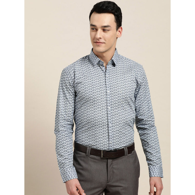 Blue Men'S Cotton Printed Formal Shirt'S main image 0