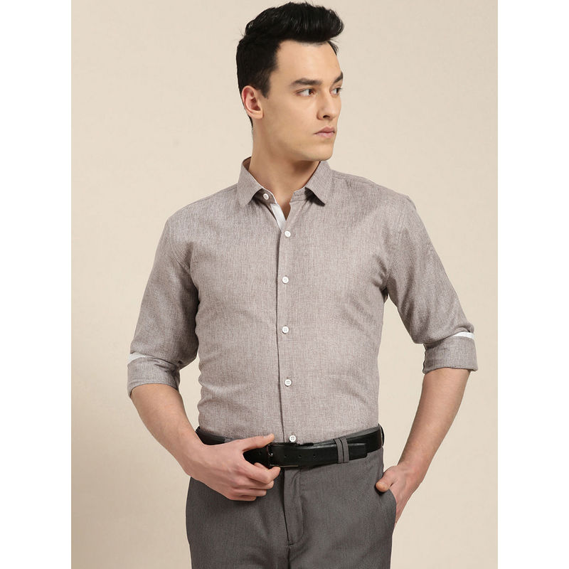 SOJANYA Cotton Linen Coffee Brown Formal Shirt (36)