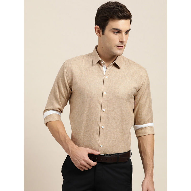 SOJANYA Cotton Linen Brown Formal Shirt (36)