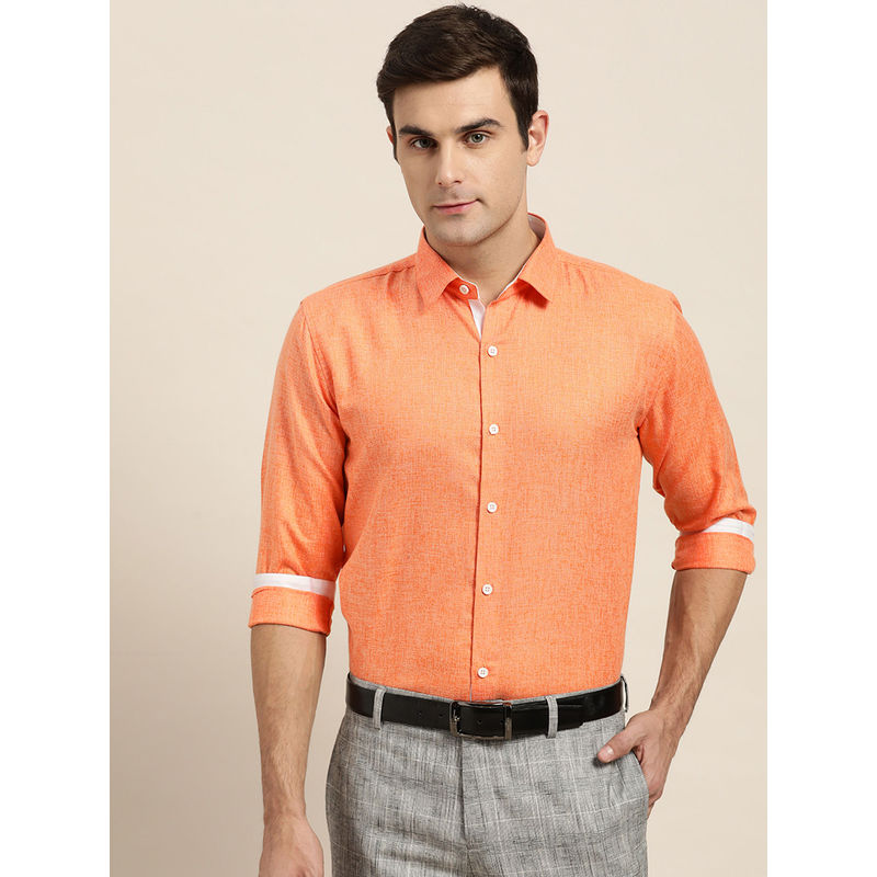 SOJANYA Cotton Linen Orange Formal Shirt (36)