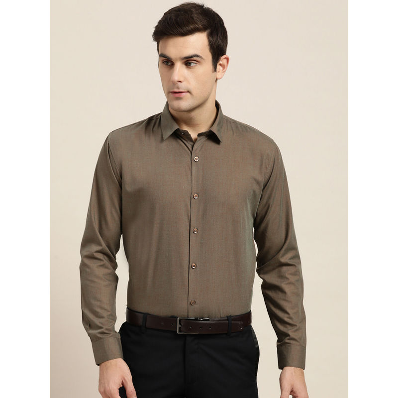SOJANYA Cotton Dark Brown Classic Formal Shirt (44)