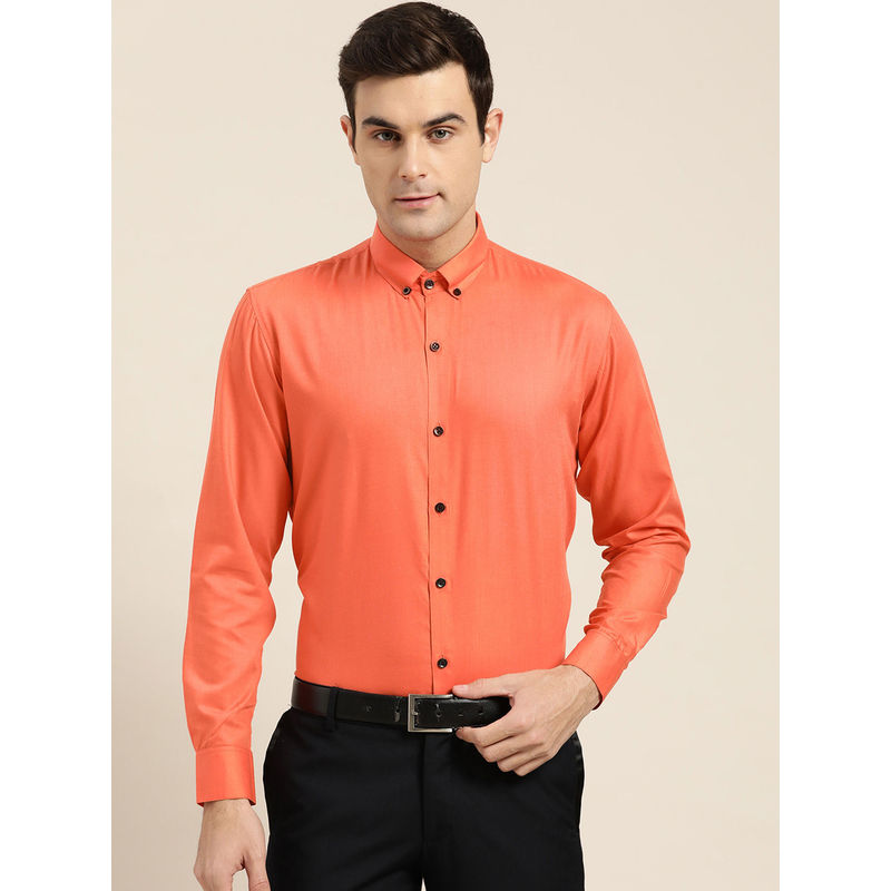 SOJANYA Cotton Orange Formal Shirt (36)