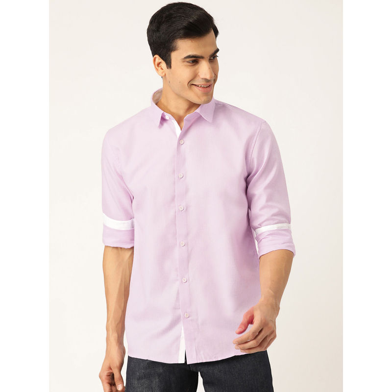 SOJANYA Cotton Linen Purple Casual Shirt (36)