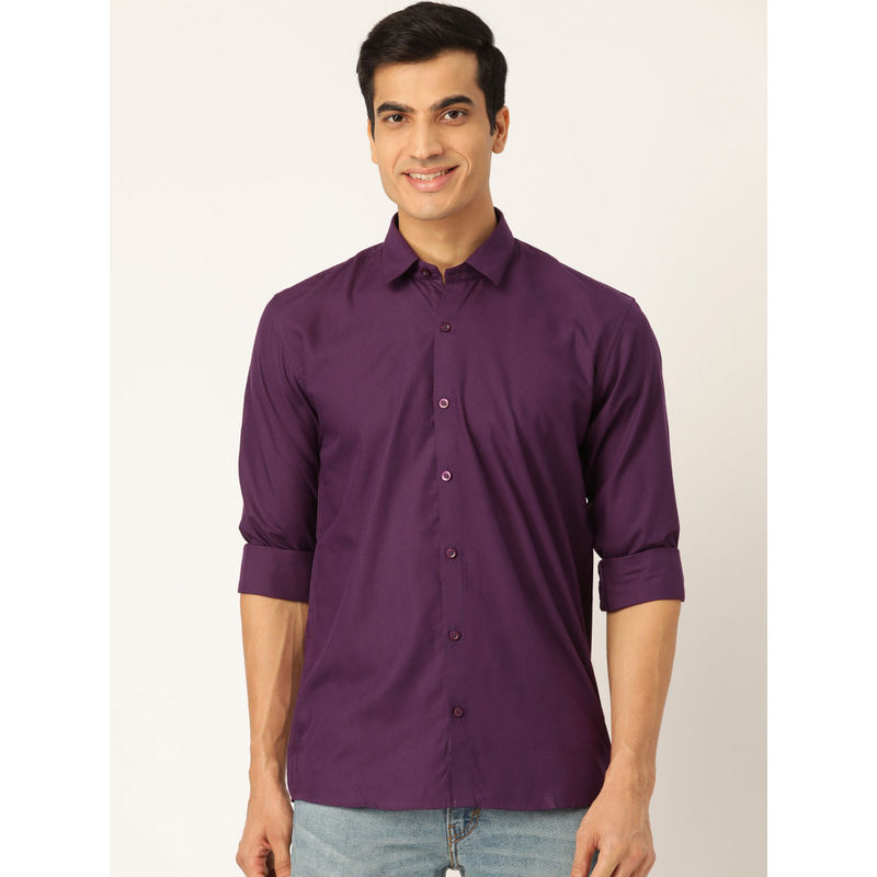 SOJANYA Cotton Dark Purple Casual Shirt (36)